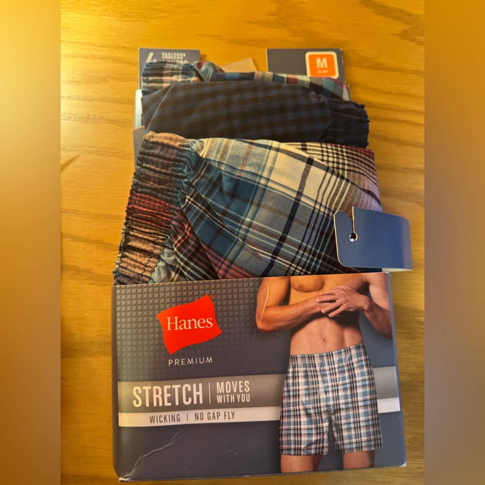 Hanes Plaid Boxer Shorts - Navy and Burgundy